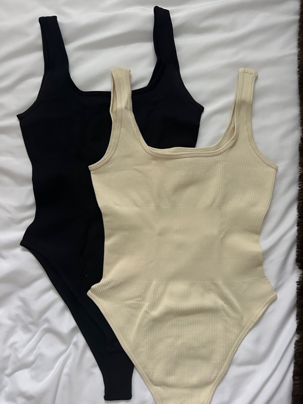 Black & Cream Ribbed Bodysuits
